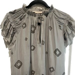 Vintage 80s Abstract Blouse Grey Size L